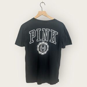 Victoria’s Secret Pink XS Black Love Pink Logo Short Sleeve Shirt